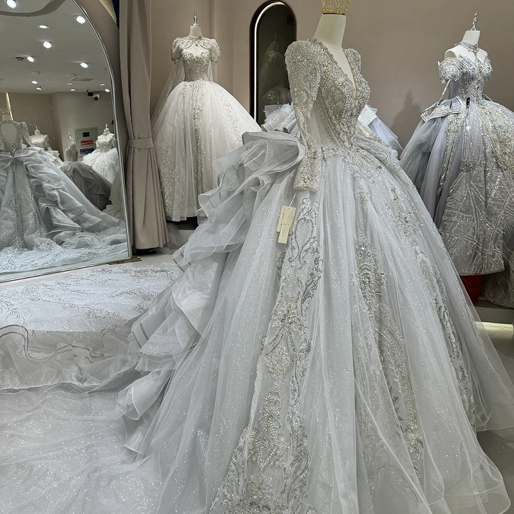 Cheap Wedding Dress Shiny Wedding Dress Classic V Neck Bridal Party Gown Ruffles Vestido De Noiva Robe De Mariee Customized