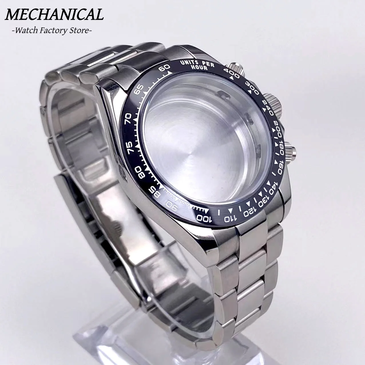 39 mm VK63 Uhrengehäuse mit Keramiklünette und Saphirglas, Edelstahl, Herrenuhr-Zubehör für VK63 Quarzwerk – Detail 3