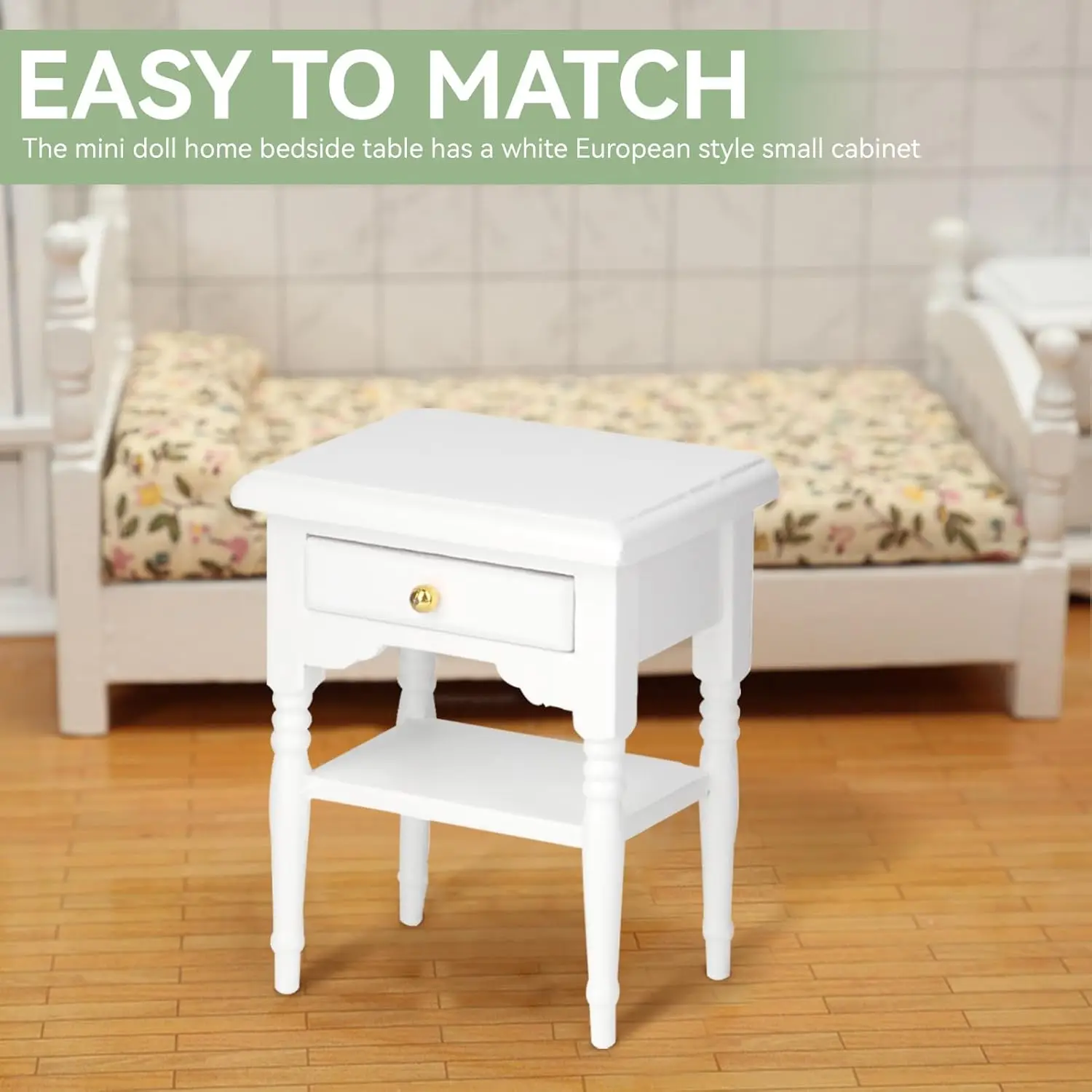 

Миниатюрная тумбочка, торцевой столик в масштабе 1:12 со съемным ящиком — аксессуар для кукольного дома для детей, подарок