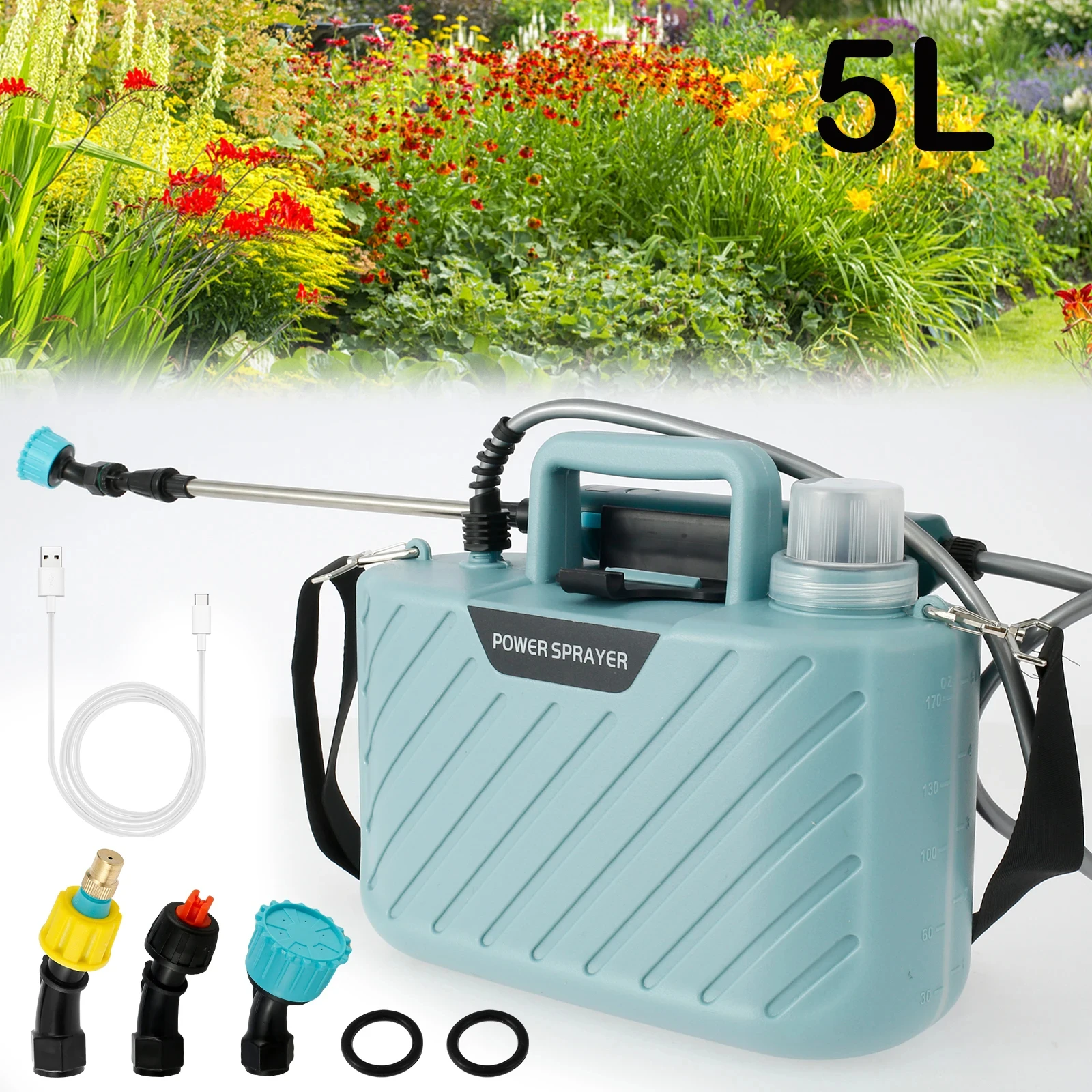 

Electric Sprayer 5L Shoulder-type Battery Powered Pesticide Sprayer 2000mAh USB Rechargeable Gardening Lawn Irrigation Tools New