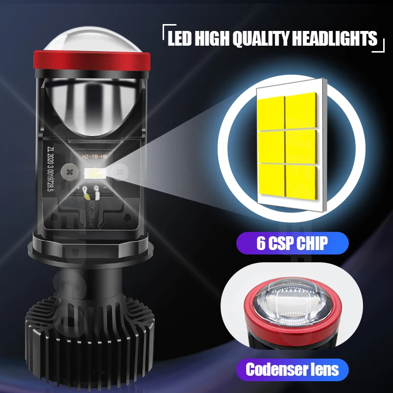 H4 جهاز عرض (بروجكتور) ليد عدسة صغيرة السيارات H4 LED المصباح Y6D Y7D Y8 لمبات عدة تحويل مرحبا/منخفضة 120 واط توربو مروحة سيارة مصباح دراجة نارية #2