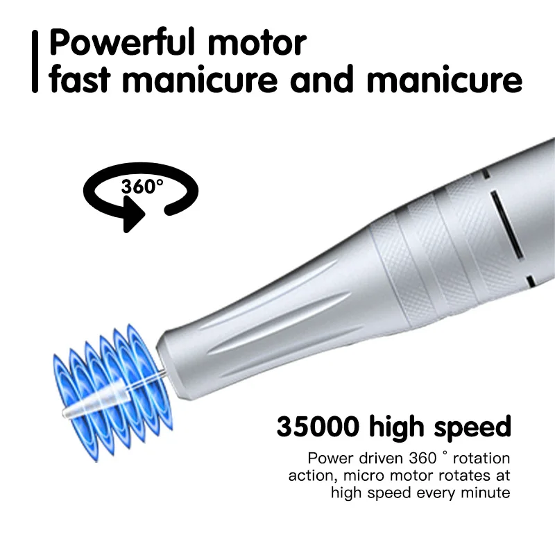 Electric Nail Drill, 35000RPM Portable Nail Drill, Professional Rechargeable Nail E-File, for Acrylic Nails Gel Polishing
