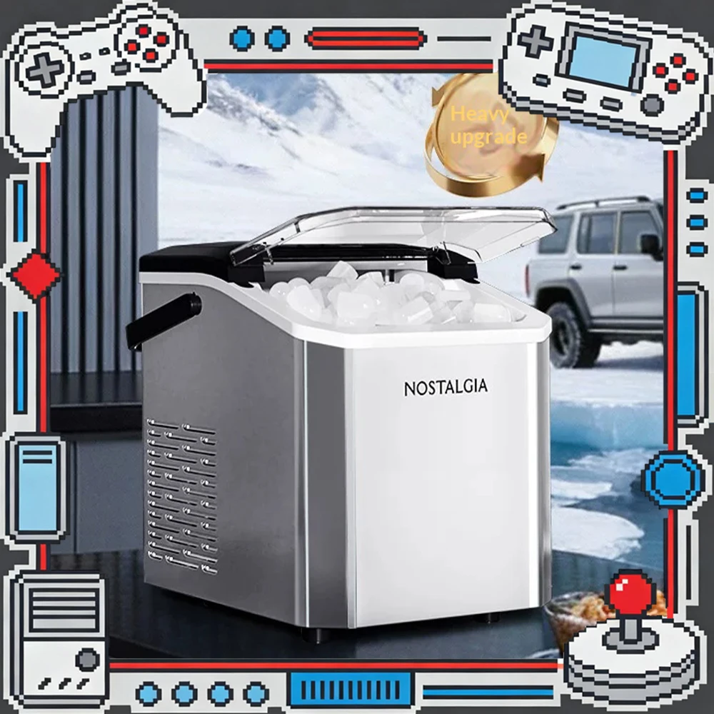 Nostalgia Electrics YH1590 Ice Machine Efficient Rapid Cooling Process Desktop Ice Maker Infrared Real-Time Sensor For Gifts