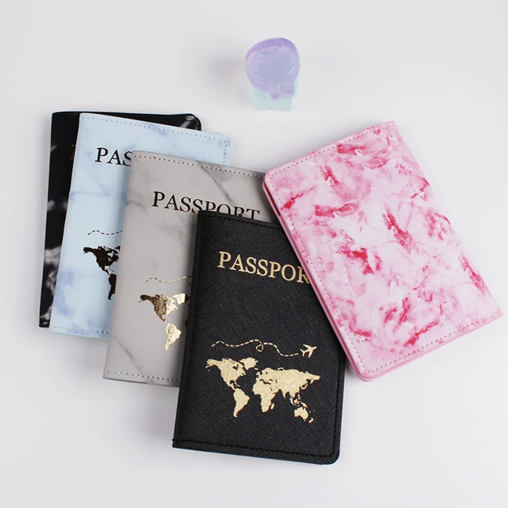 2023 Women Men Passport Holder Packet Wallet Bags Fashion Letter Marble Style Travel Passport ID Credit Card  Cover Purse Pouch