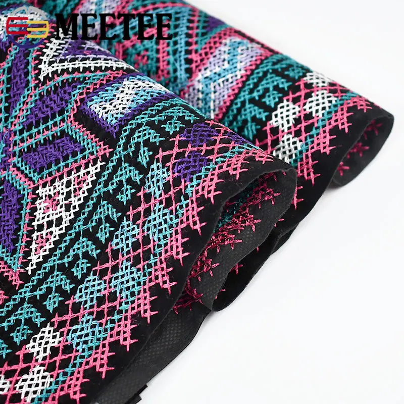 Meetee 1yard 24cm Embroidery Webbing Lace Ethnic Style Ribbon for Handbag Garment Luggage Women Decoration Sewing DIY Accessory