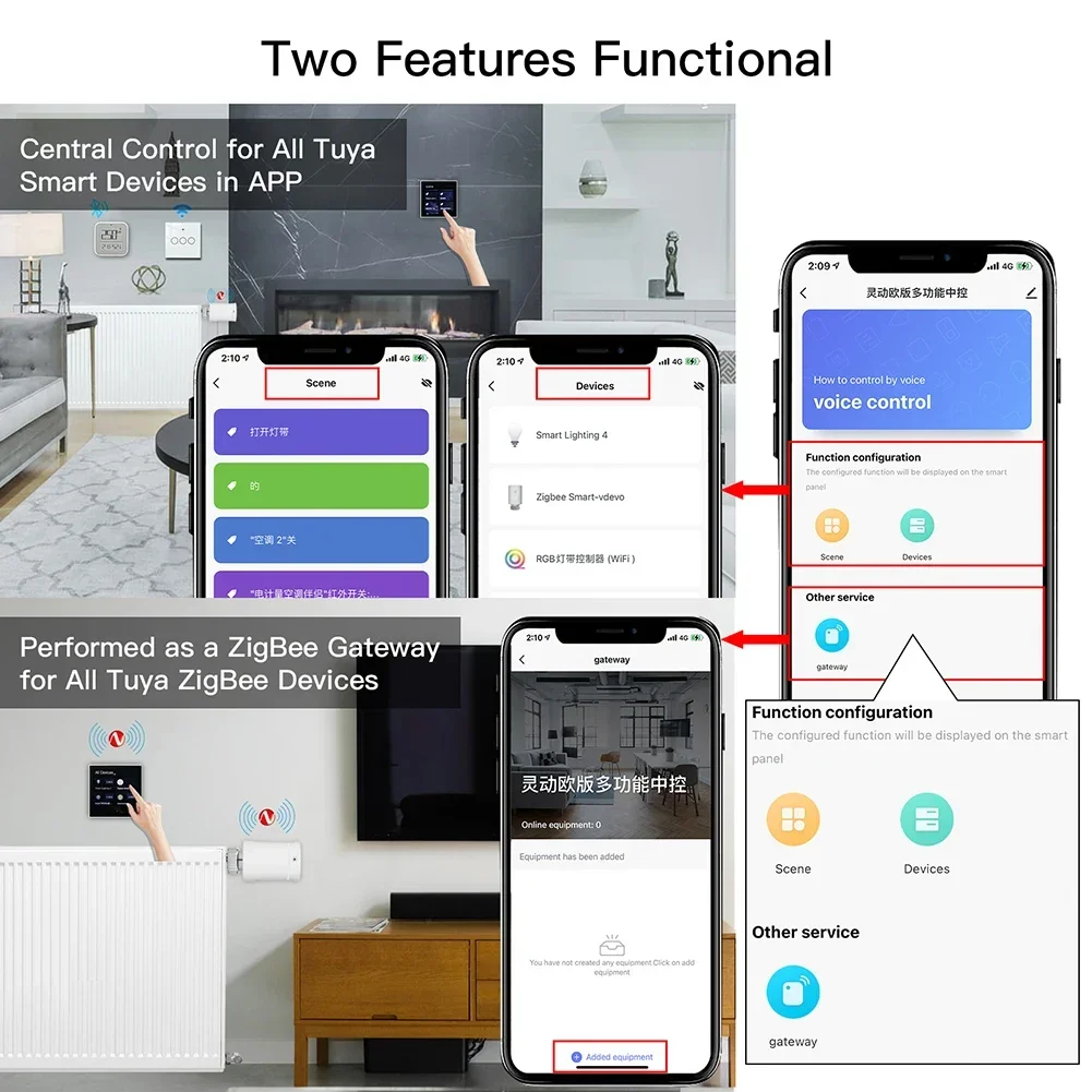 Control de hogar inteligente Tuya Wifi Zigbee dispositivos domésticos inteligentes todo en uno Panel de interruptor de escena Control de pantalla táctil automatización MOES nuevo