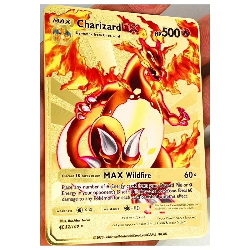 37 Pikachu Full Charizard Stainless Steel Metal Card Game Anime Battle Gold Collection Card Toys For Children Christmas gift