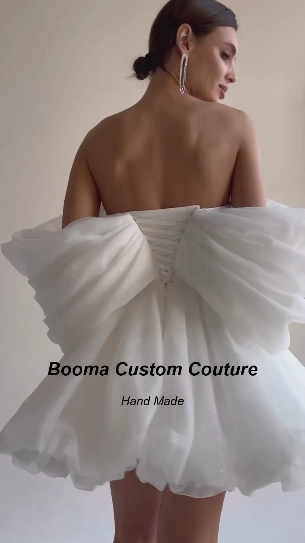 فساتين Booma بيضاء صغيرة للحفلات الراقصة بدون أكتاف لحفلات التخرج لفساتين كوكتيل الزفاف vestidos vestidos fashtily