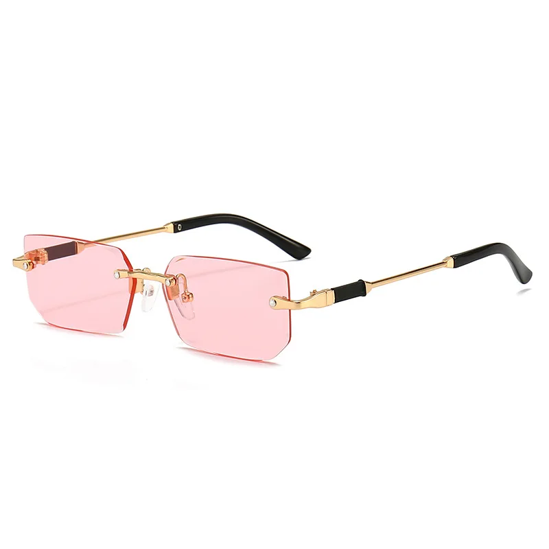 Y2K Rimless Rectangle Sunglasses for Women Men Trendy Frameless Sun Glasses Shades Summer Travel UV400 Eyewear Accessories