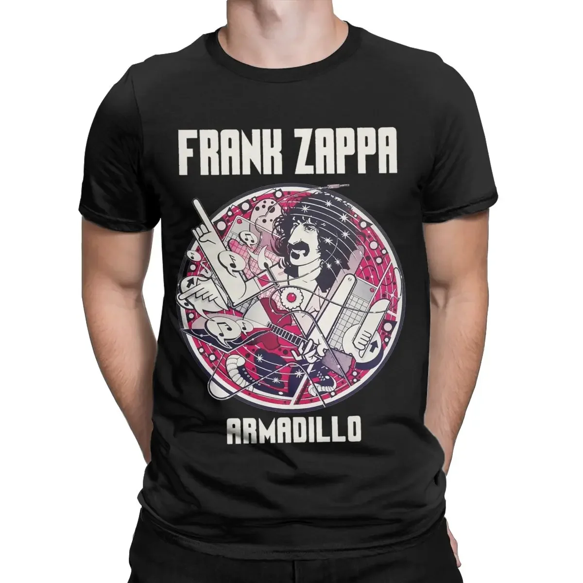 Frank Zappa T Shirts Men\'s Cotton Funny T-Shirt Crewneck Tees Short Sleeve Clothes Birthday Present