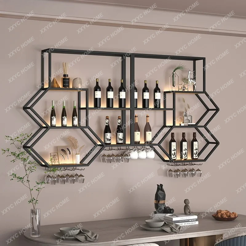 

Настенная полка для вина из кованого железа, креативный декор для ресторана, настенная книжная полка, украшение для дома.