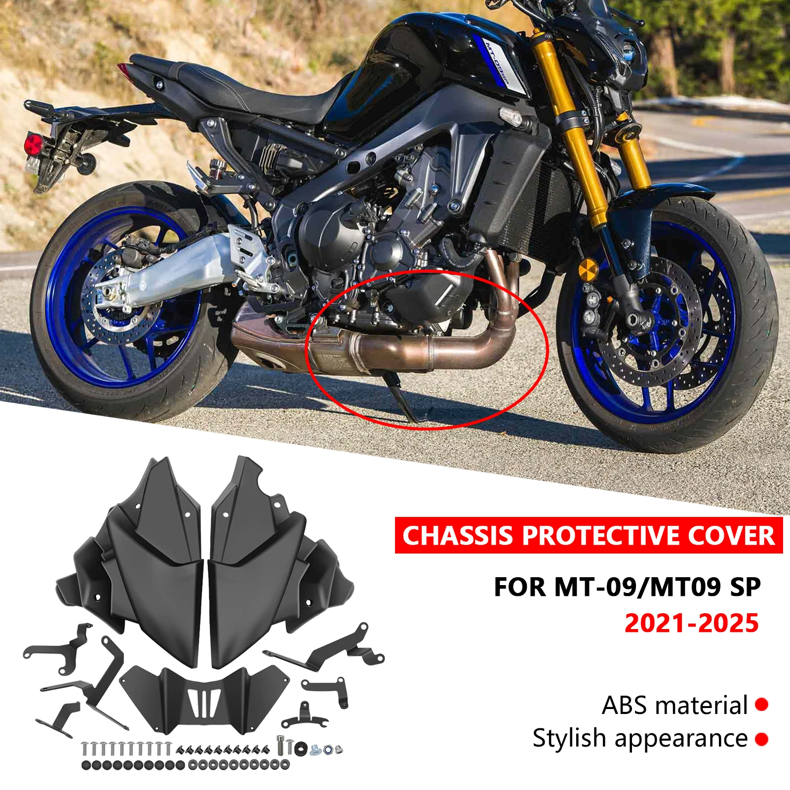 

For MT 09 mt09 sp 2021-2025 2024 exhaust guard engine bottom fairing chassis guard protective cover motorcycle accessories