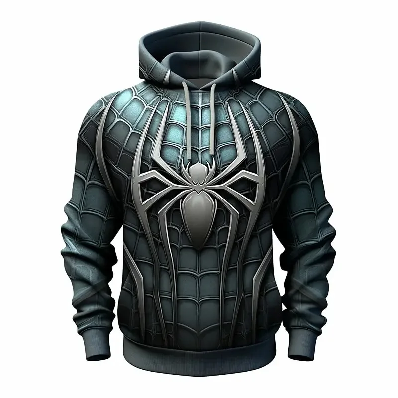 Heren Capuchon 3d Spider Grafische Prints Casual Hoodie Pullover Vakantie Uitgaande Lente Herfst Kleding Harajuku Oversized Shirt