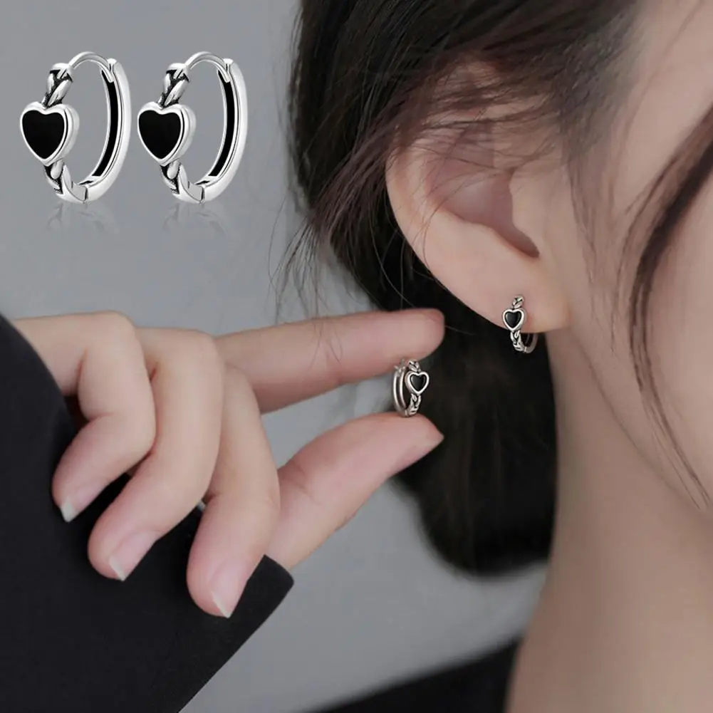 Women Earrings Non-Irritation Heart Earrings Anti-Oxidation Copper Hoop Earrings Heart Ear Clips Decoration Jewelry pendientes