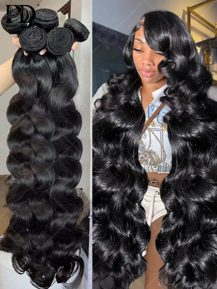 Brazilian Body Wave Human Hair Bundles 26 28 30 Inch 100% Remy Hair Weave 1/3 Bundles Human Hair Natural Black