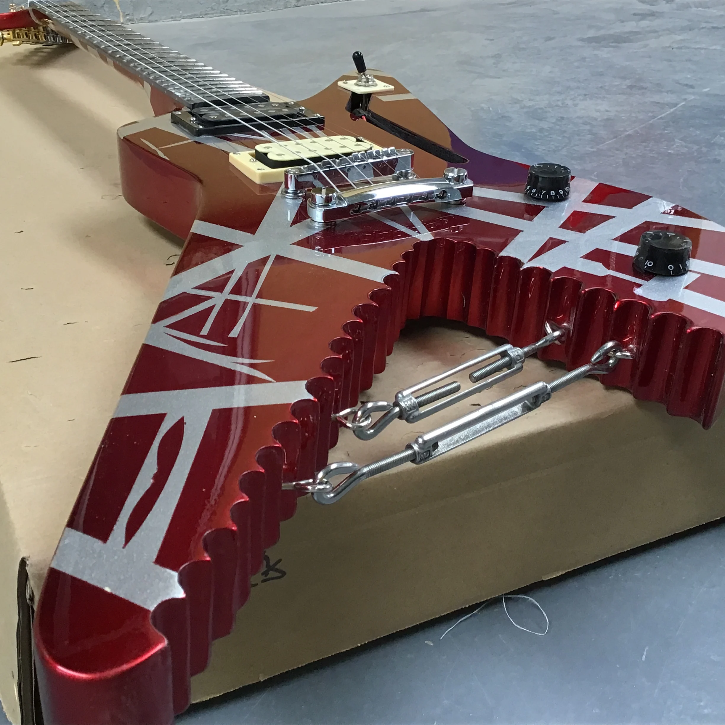 Red Shark Six-String Electric Guitar with H-H Pickups Fixed Bridge Musical Instrument with Spring