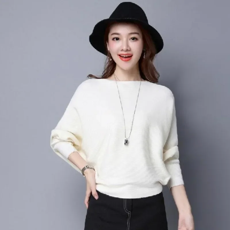 Knitted Sweaters for Women Dolman Sleeve Female Pullover Loose Purple Korean Fashion Outerwears Hot Sale Winter Wear To Work