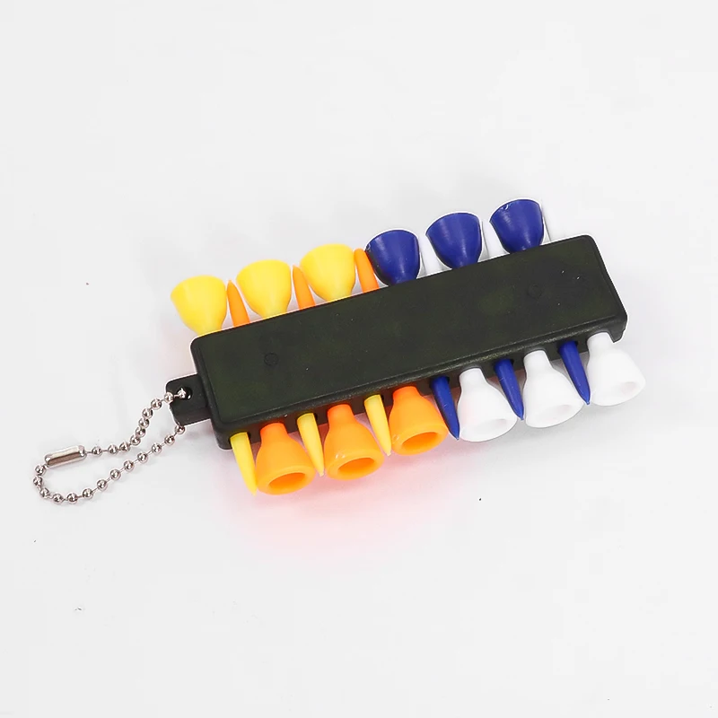 1Set Portable Plastic Golf Tee Holder Carrier With 12 Golf Tees And 3 Plastic Ball Markers with Keychain Golf Accessorie