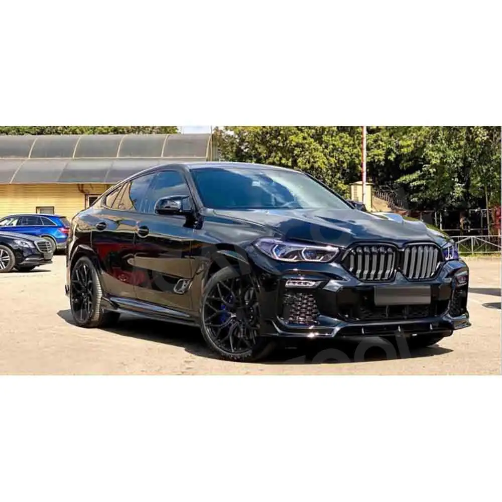 Передний бампер из углеродного волокна, боковые юбки для BMW X6 G06 M Sport 2020-2022, задний диффузор, боковые разветвители, спойлер, ABS, глянцевый черный