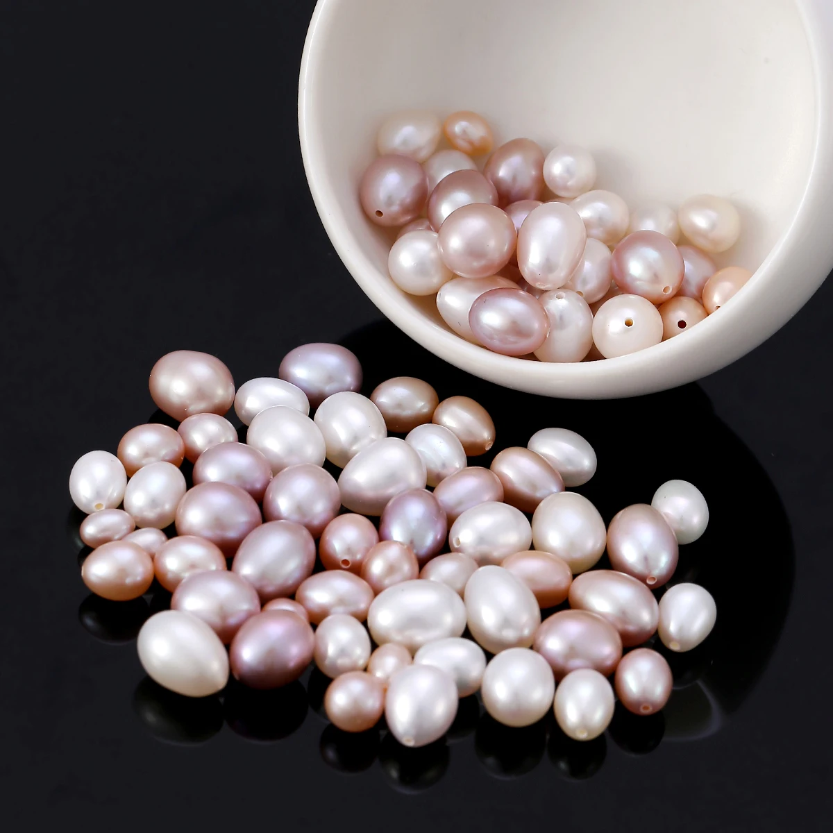 JD 1PC 7A Grade Natural White Freshwater Rice Beads High Luster Half Drilled Pearl Beads for DIY Jewelry Making