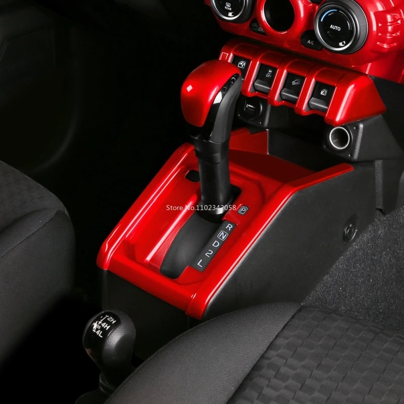 ABS Red For Suzuki Jimny Nomade 2019-2025 center control window switch gear Handbrake AC vent Navigation steering wheel cover