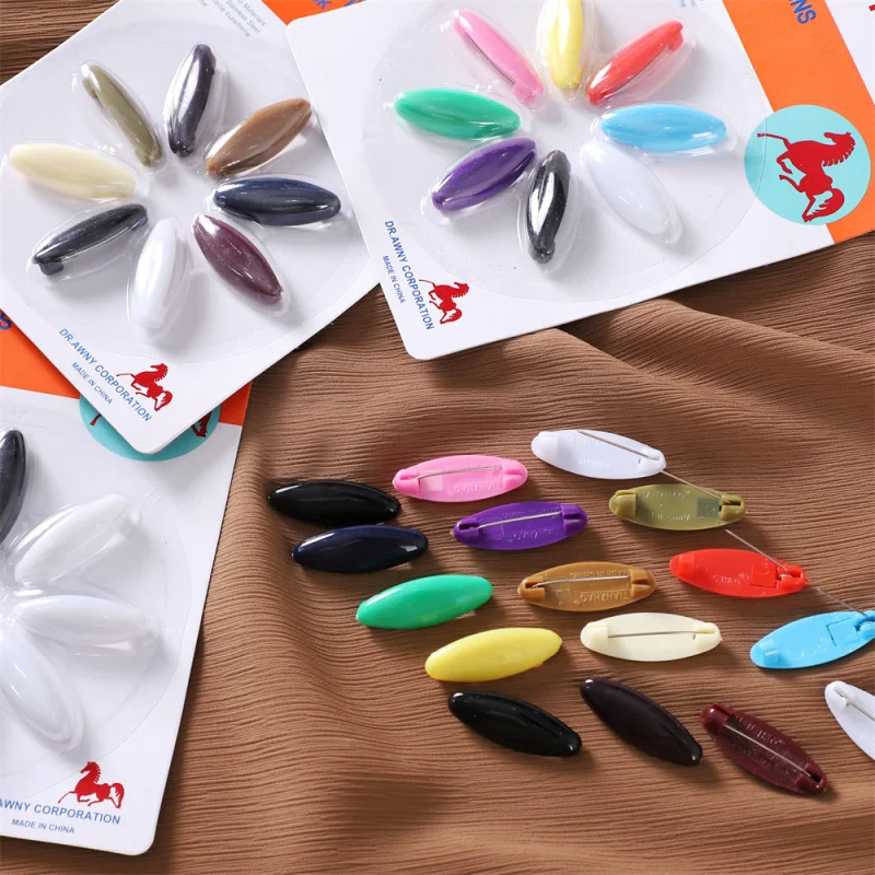 Plastic Oval Color Safety Pin Veil Needle Silk Scarf Clip Neck Clip Scarf Buckle Anti-Exposure Blister Packaging