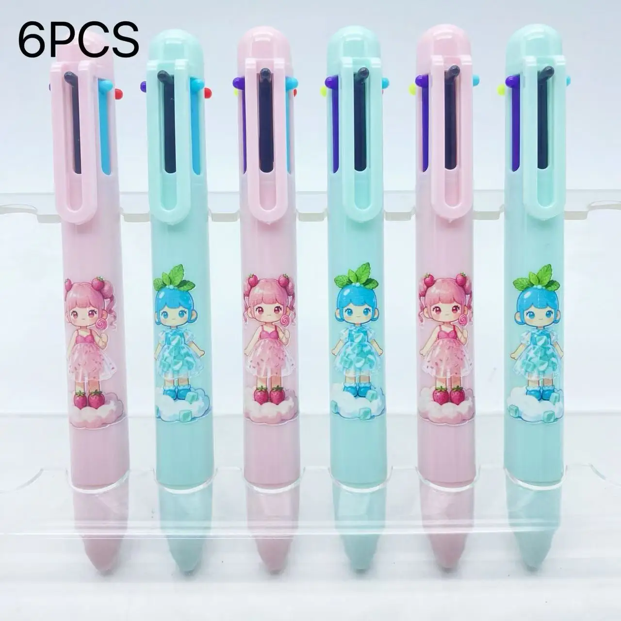 

6 шт., мягкие конфеты для девочек, розовый, синий набор, разноцветные шестицветные шариковые ручки, студенческие ручки для письма, цветные шариковые ручки, маркеры