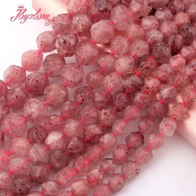 6/8/10mm Faceted Strawberry Quartz Bead Natural Stone Beads For DIY Necklace Bracelats Earrings Jewelry Making 15\