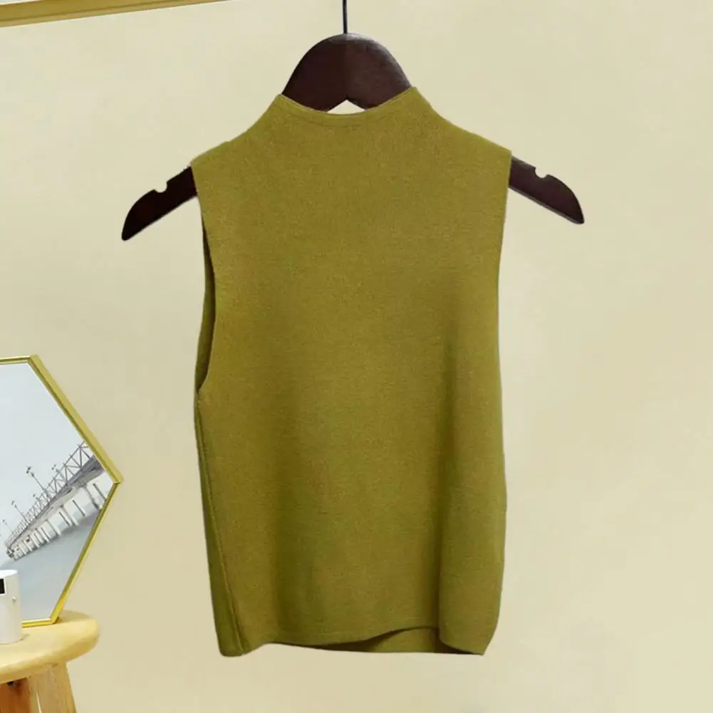 

Women Pullover Sweater Stylish Women's Knitted Vest Slim Fit Sleeveless Elastic Warmth for Fall Winter Fashion Solid Color