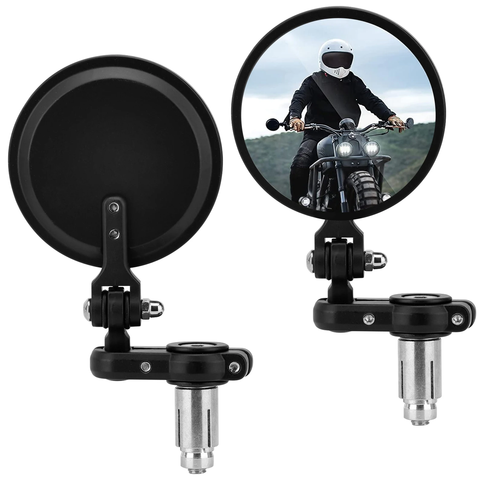 1pair 3inch Handle Round Bike Bar End Universal Motorcycle Mirror Fit For Suzuki