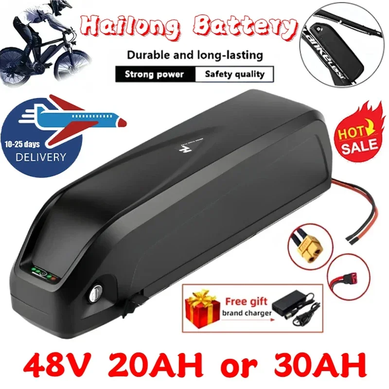 Original E-Bike Battery 48V Hailong 30A BMS Electric Bicycle Downtube Lithium Battery Pack for 250W 500W 750W 1000W Motor Kit