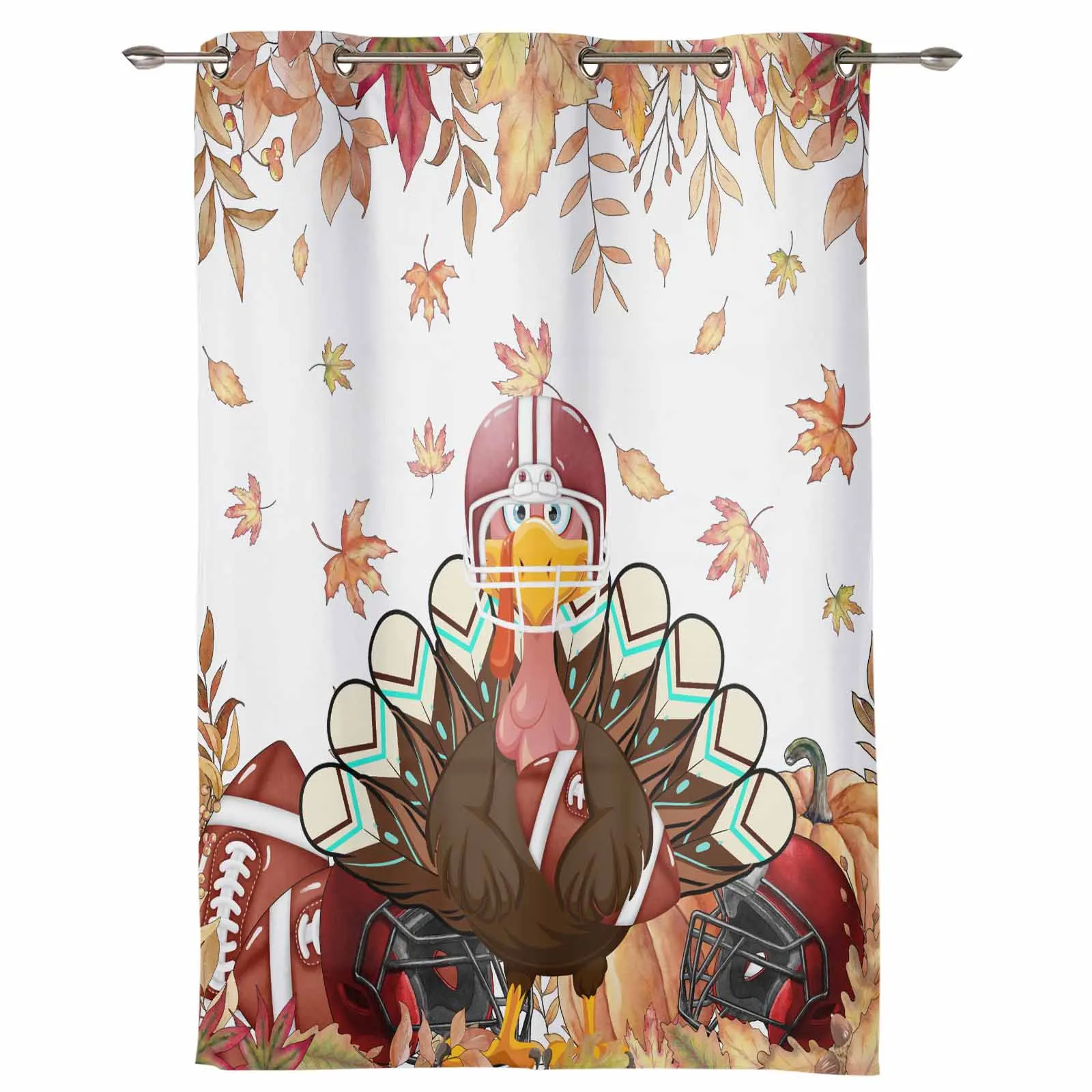 Autumn Maple Leaf Rugby Brown Turkey Modern Window Curtains for Living Room Bedroom Curtain Home Decor Balcony Drapes