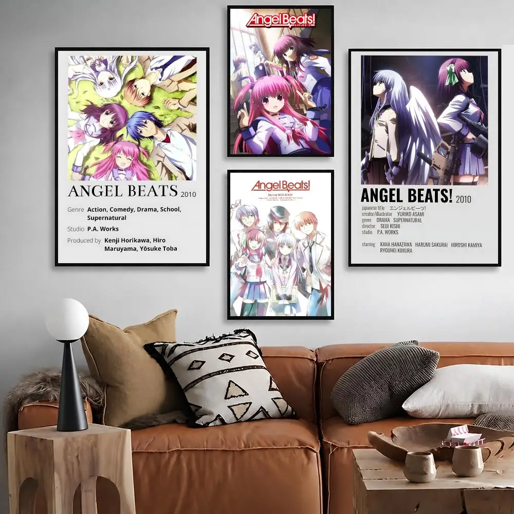 Anime Angel Beats! Poster  Character Print Japanese Graphic Streaming Film Style Wall Artwork Bedroom Decor