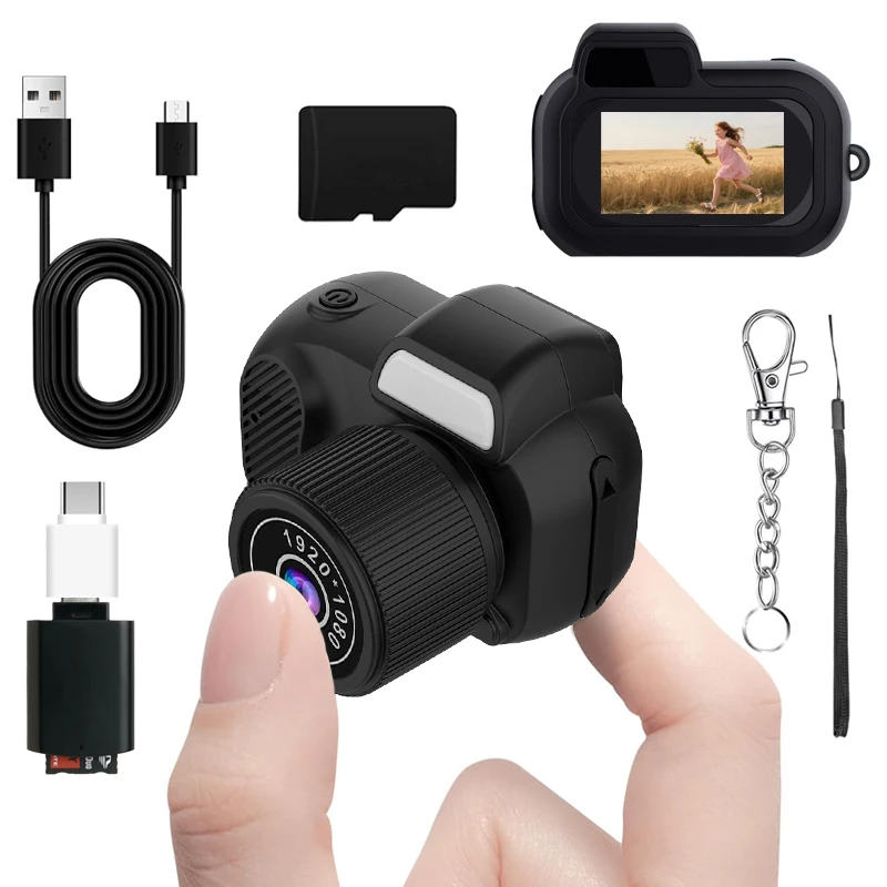 Mini cámara con llavero Y3000, foto de 8MP, pequeñas cámaras digitales con cuerpo, cámara para pulgar, Micro videocámara DV, compatible con tarjeta SD con pantalla para niños