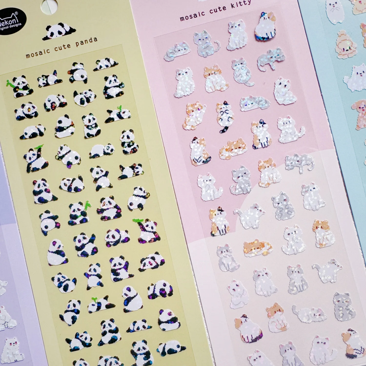NEKONI Funny Mosaic Animals Cartoon Laser Stickers Scrapbooking DIY Journaling Stationery Diary Cute Stickers School Supplies