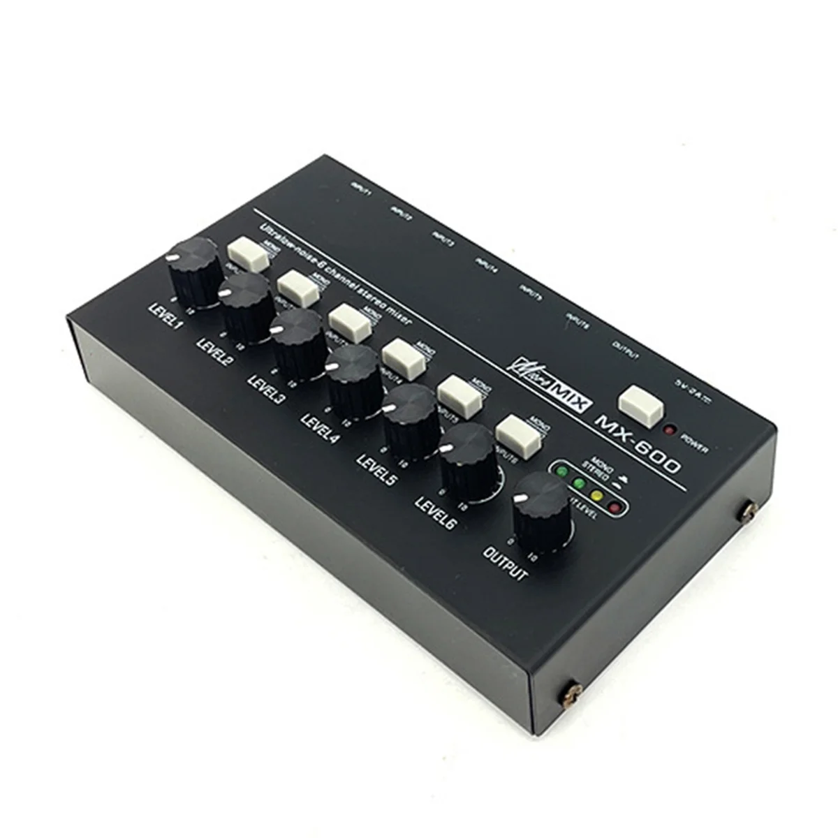 Mixer di linea Stereo a 6 canali a bassissimo rumore Mini Mixer audio professionale alimentatore DC5V Mixer Audios di facile utilizzo