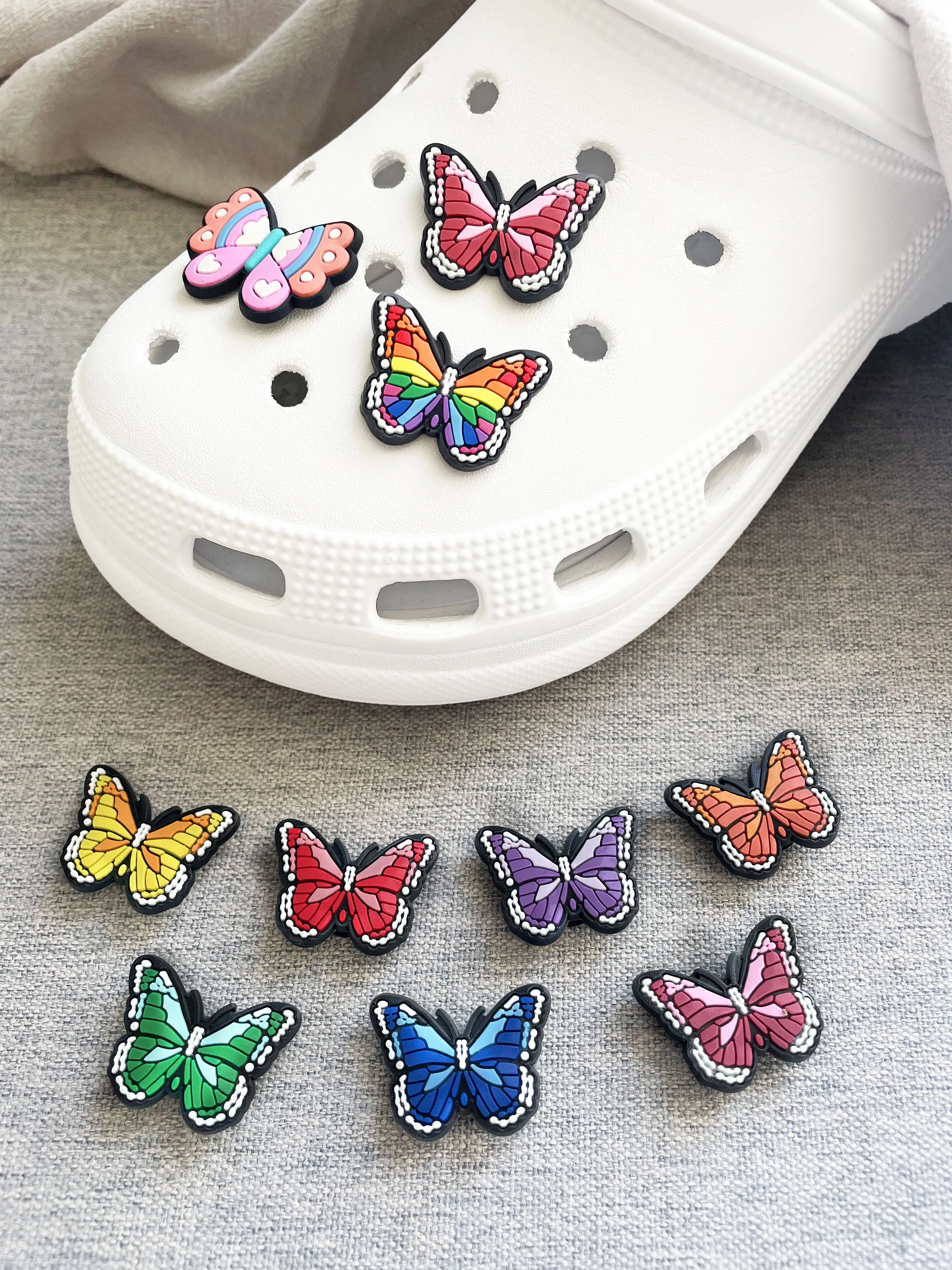 

10cs Beautiful Butterfly Series Shoe Charms For Shoe Decoration Premium Quality Popular Charms Accessories Great Gift For Tee