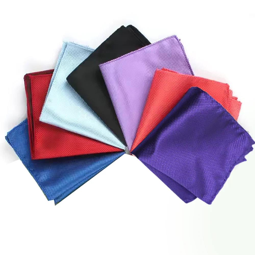 Fashion Dark Red Grid Pattern Pocket Square For Men Business Chest Blue Grid Classic Suit Napkin Handkerchief As Shirt Accessory