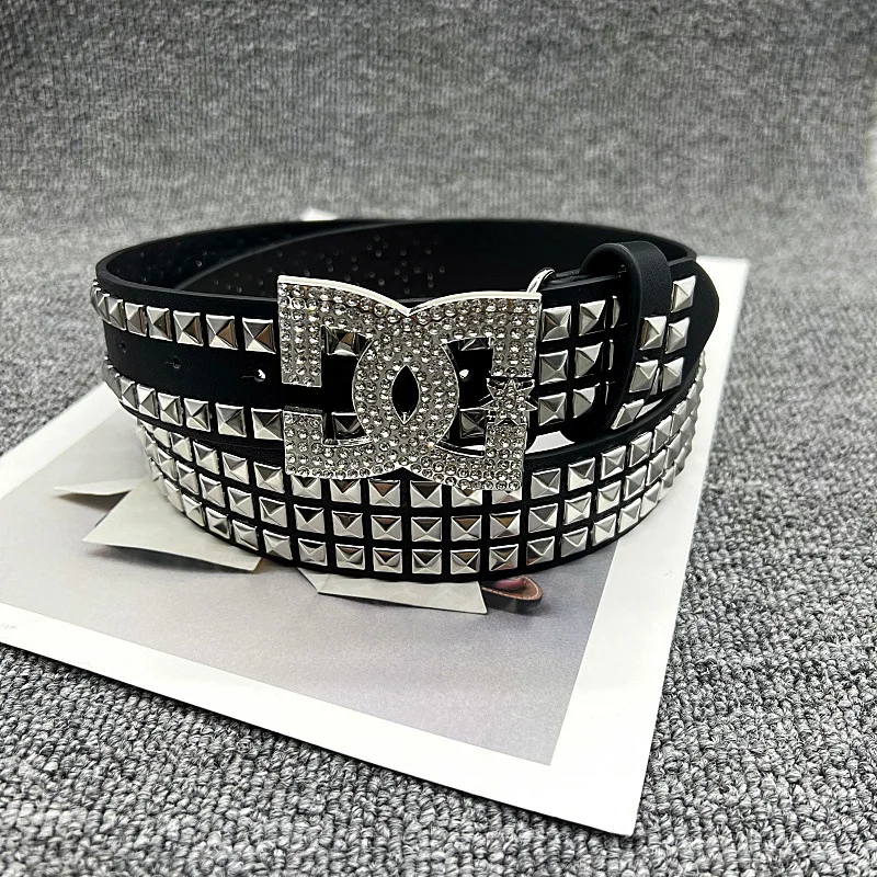 

Готические ремни Y2K для женщин и мужчин, ремни в стиле готика, хип-хоп, панк с заклепками и принтом скелета, пояс для джинсов