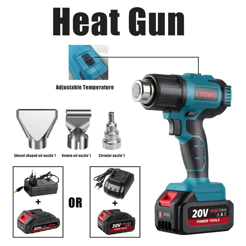 18V/21V Cordless Hot Air Gun, Heat Shrink Gun, Industrial Handheld Electric Heating Gun, Temperature Suitable For MT Battery