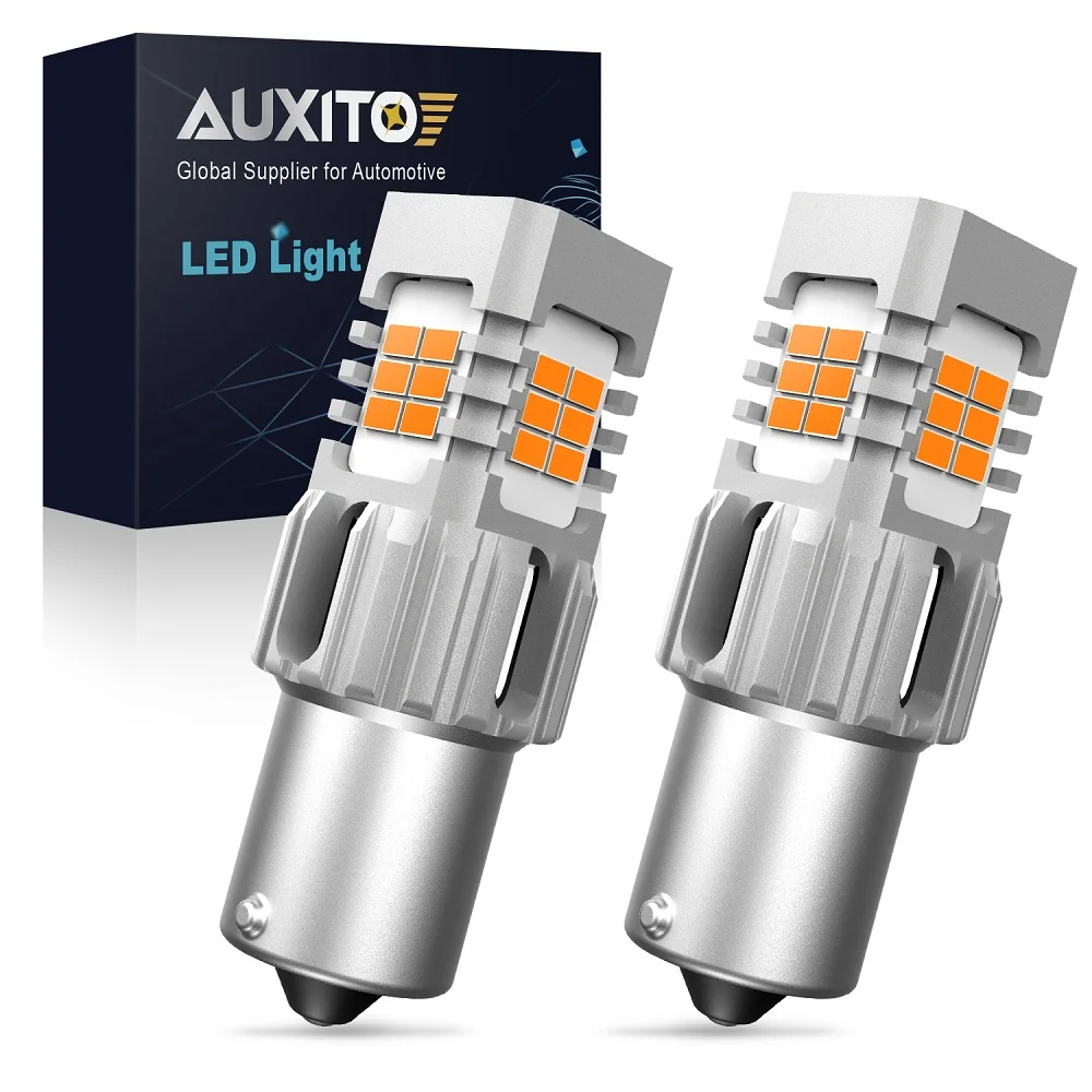 

AUXITO 2 шт. Canbus 1156 BA15S Светодиодная лампа T20 7440 T25 3157 3156 Светодиодный указатель поворота Янтарно-желтый для Toyota Tacoma Nissan Versa
