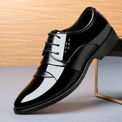 Zapatos de vestir de negocios para hombre, calzado Oxford de charol de lujo, de cuero de alta calidad