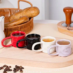 Espresso Cups Small Coffee Ceramic Cup 2.7 oz Espresso Mugs High Temperature Fired Long Handled Coffee Mug