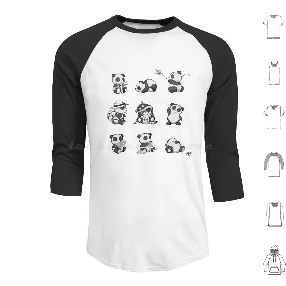 Simpatica collezione Pandas Felpe con cappuccio a maniche lunghe Creatura Panda Simpatico panda Bambù Verde Orso soffice Pandas Amante Divertente bambino