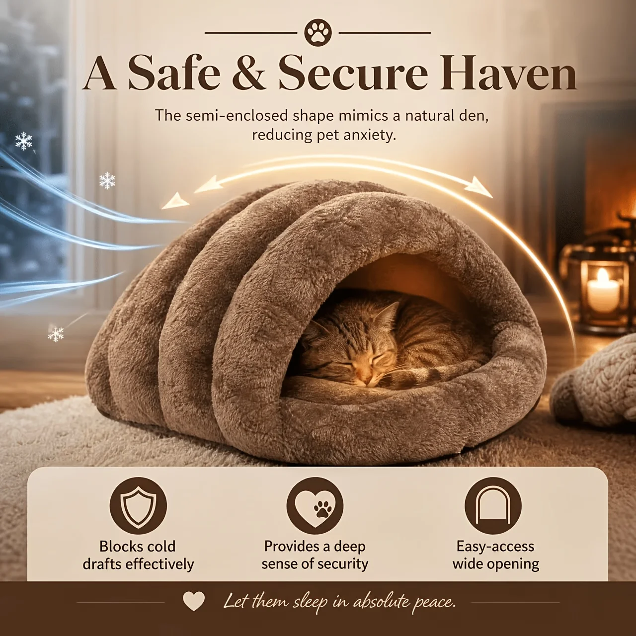 Winter-Plüsch-Rundbett für Katzen und Hunde, Weiches Kunstfell-Bett, Komfortable Haustierunterlage für Kleine und Mittelgroße Hunde und Katzen – Detail 2