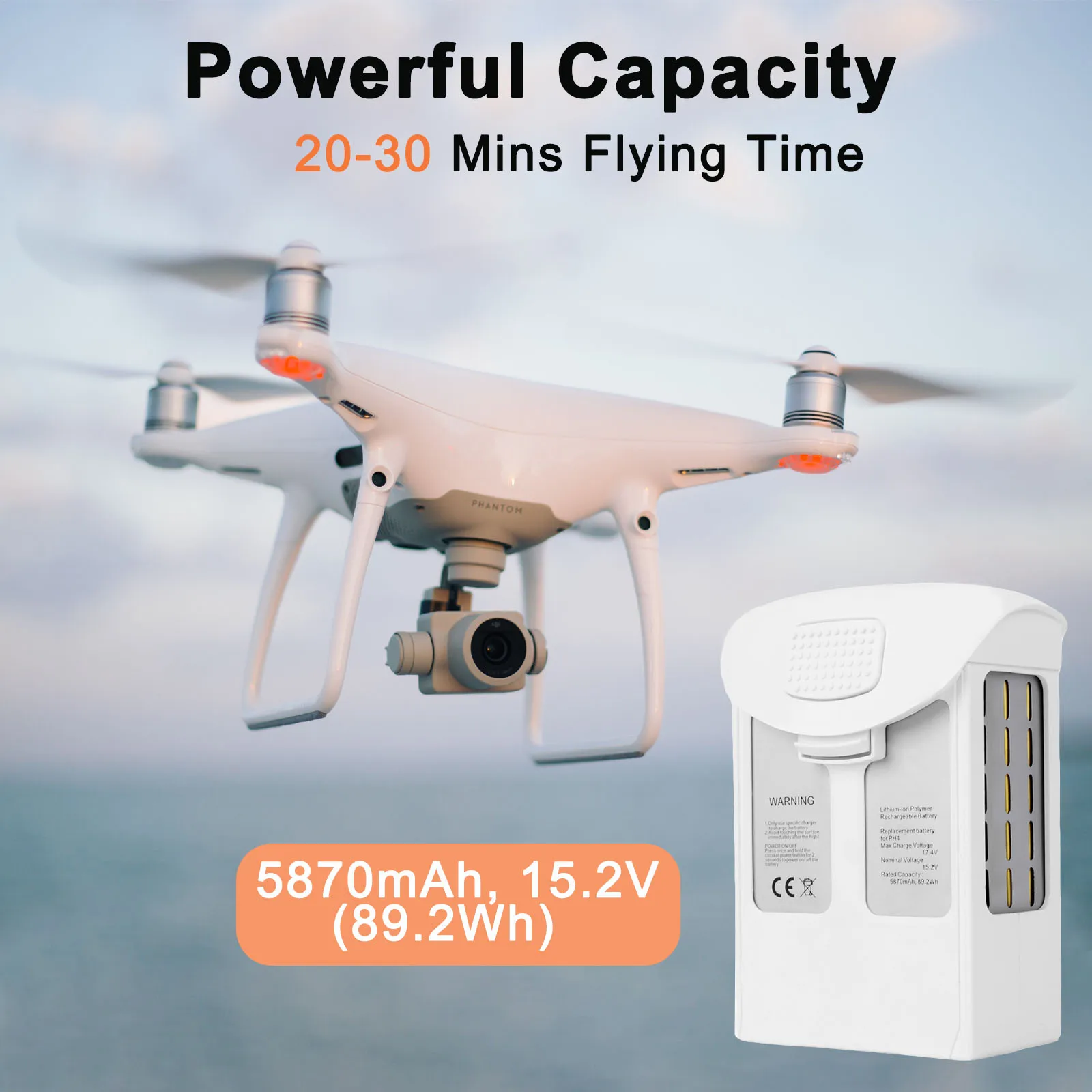 5870mAh Lipo 4S Intelligent Flight Battery For DJI Phantom 4 Pro V2.0 Drone Replacement Batteries For Phantom 4 RTK / 4 Advanced