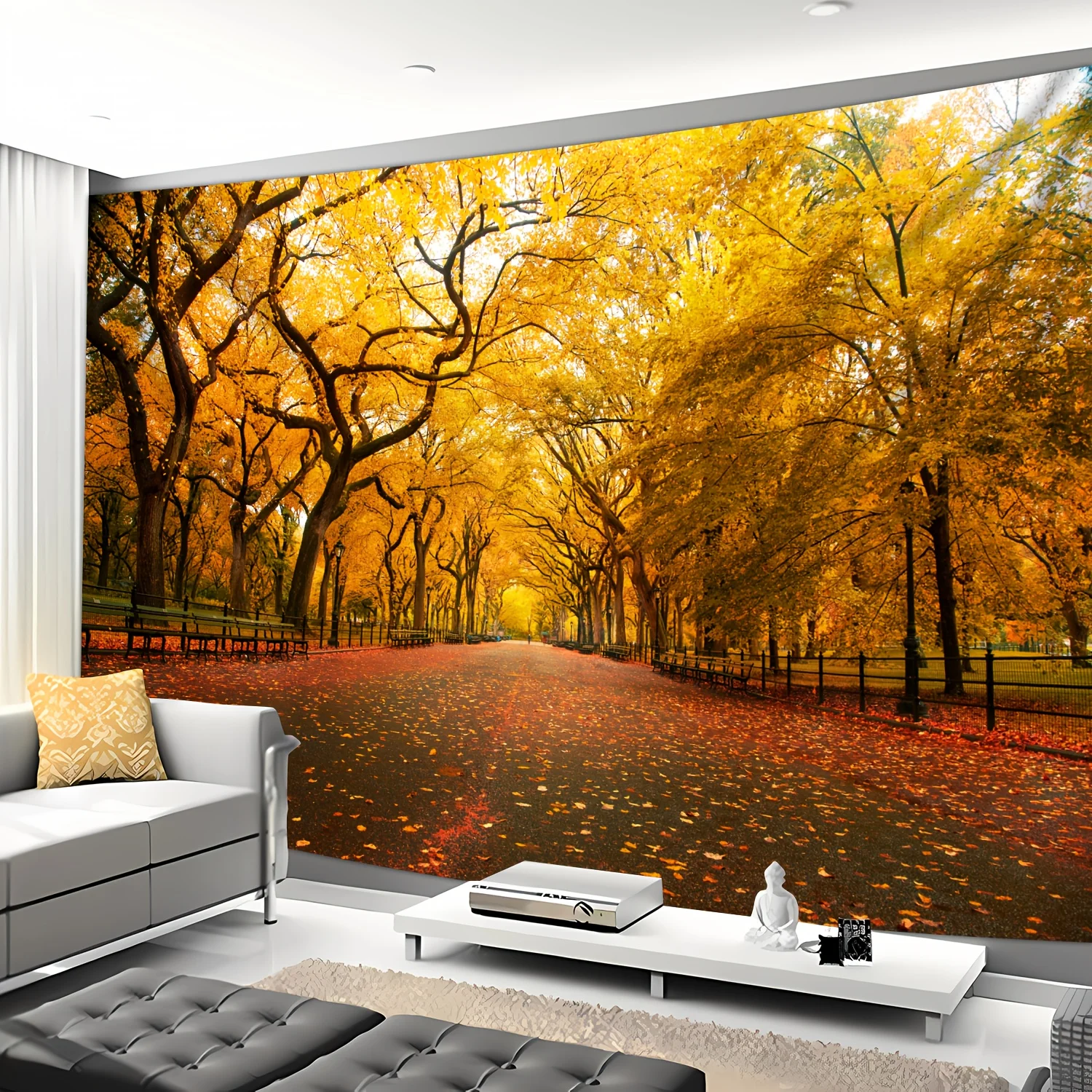 نسيج مسار الخريف الذهبي، لوحة فنية جدارية لمناظر الخريف النابضة بالحياة، ديكور كبير لغرفة المعيشة أو غرفة النوم، جلب الدفء إلى مساحةك