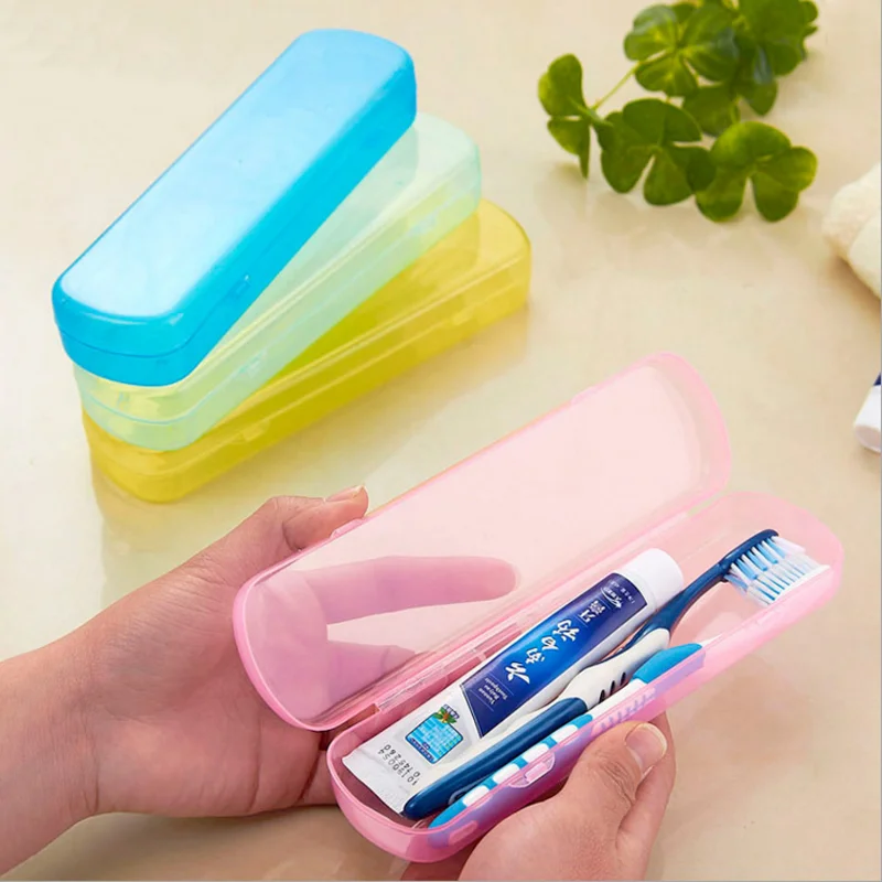 Bathroom Accessories Portable Outdoor Travel Toothbrush Toothpaste Storage Box Only Empty Transparent Candy Color