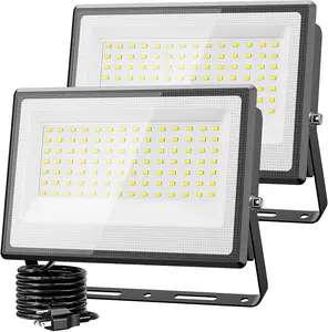 130W LED Flood Light, 13000lm Outdoor Work Light with Plug, IP66 Waterproof Security Lights for Yard Stadium Lawn