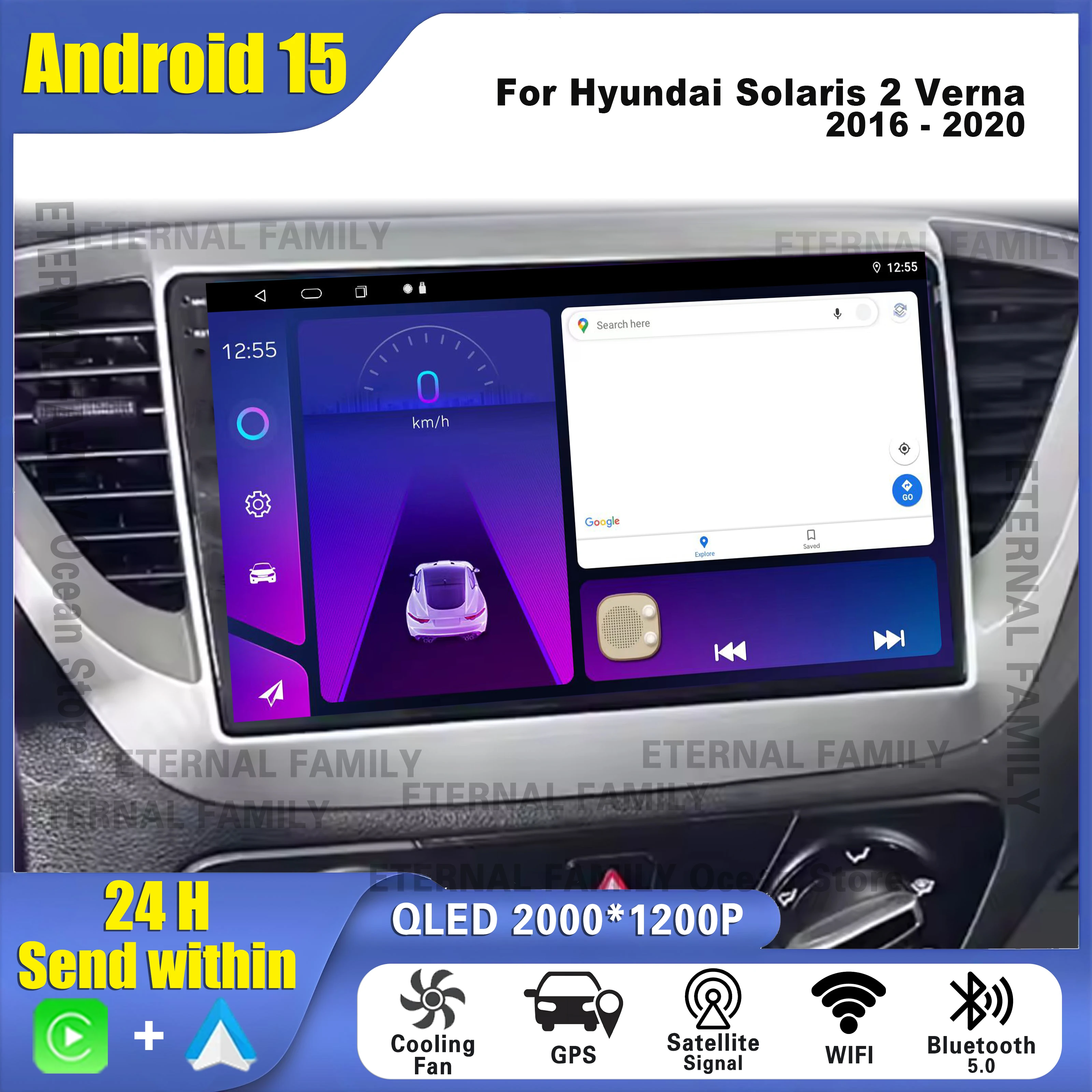 Android 15 авто радио для Hyundai Solaris 2 Verna 2016 2017 2018 2019 2020 автомобильный мультимедийный GPS 2din беспроводной CarPlay